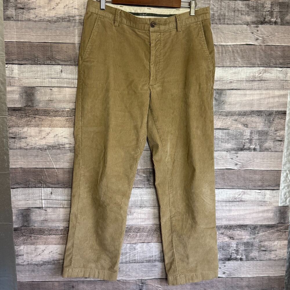 LL Bean Mens Corduroy Pants 32x30 Brown Classic Preppy Business Straight